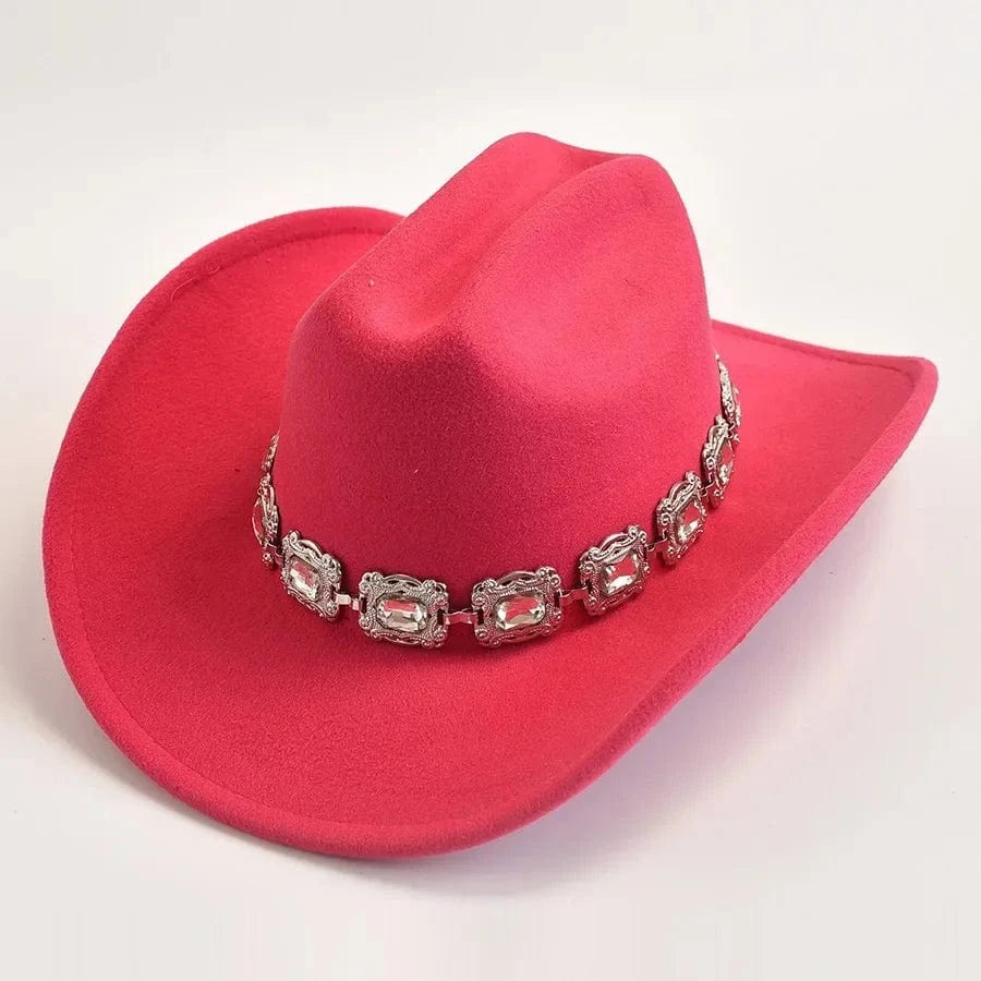 Cowboyhatt dam med dekorativt bälte i silver Ljusrosa / 57-59cm