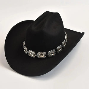 Cowboyhatt dam med dekorativt bälte i silver Svart / 57-59cm