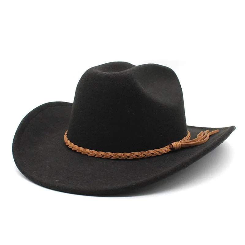 Cowboyhatt Flätad Rem Svart / 57-58cm