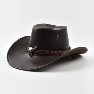 Cowboyhatt Herr med Tjurhuvud Mörkbrun / One Size
