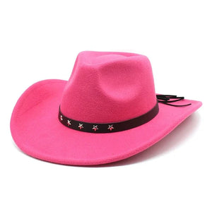 Cowboyhatt i filt med stjärnband Chockrosa / 57-58cm