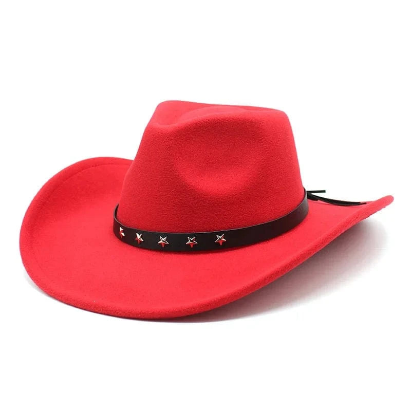 Cowboyhatt i filt med stjärnband Röd / 57-58cm