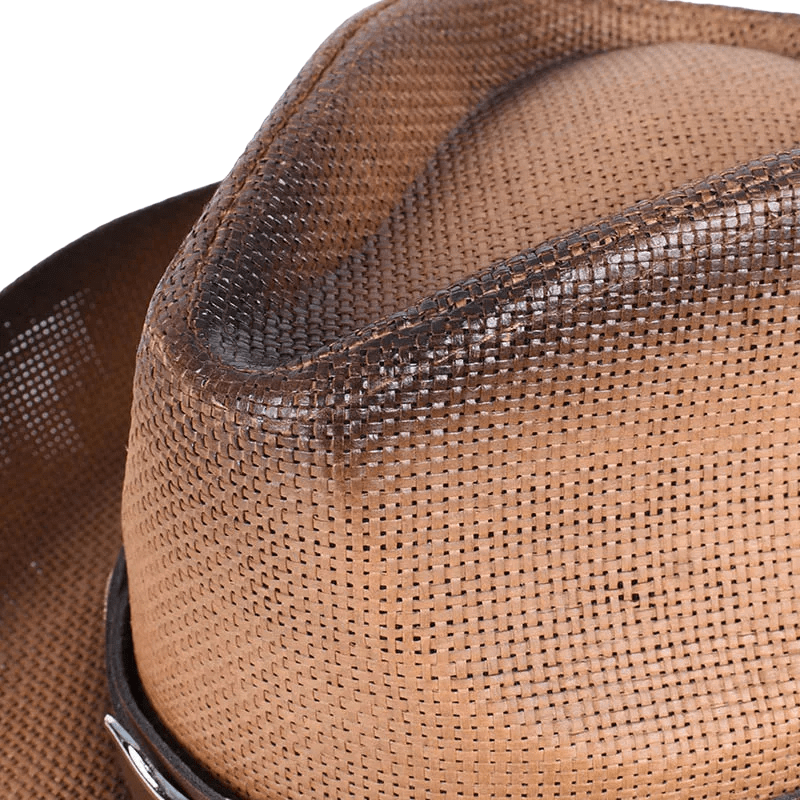 Cowboyhatt i Flätad Halmlook med Solskärm