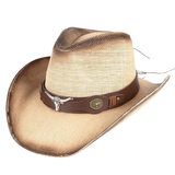 Cowboyhatt i Flätad Halmlook med Solskärm Beige / 56-58cm