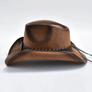 Cowboyhatt i Handvävd Strå Mörkbrun / 56-58cm