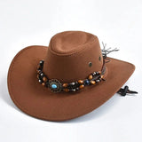 Cowboyhatt i konstmocka med pärlor Ljusbrun / 56-58cm