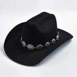 Cowboyhatt i mjuk filtlook med silverdekorerad hattrem Svart / 58