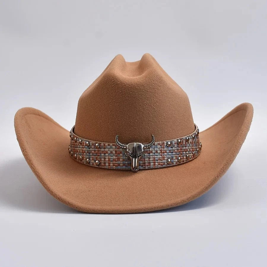 Cowboyhatt i westernstil med elegant bälte och bred brätte Kamel / One Size