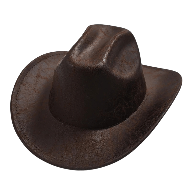 Cowboyhatt i vintageimitation av läder Kaffe / 56-58cm