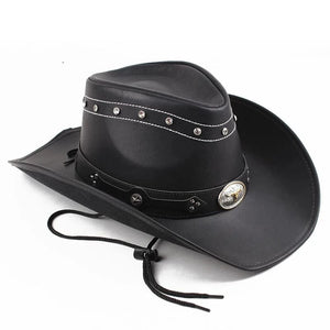Cowboyhatt läder Svart / 58cm