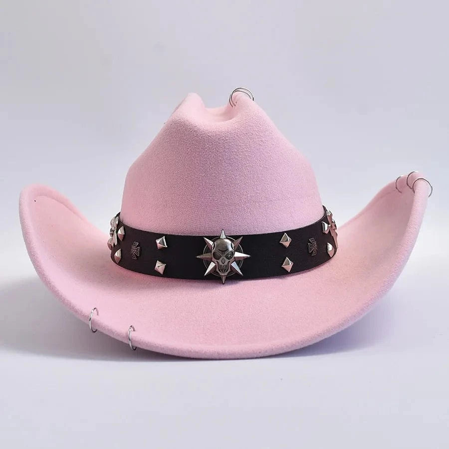 Cowboyhatt med dödskalle Rosa / One Size