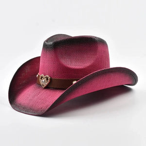 Cowboyhatt med Hjärtdekor Fuchsia / One Size