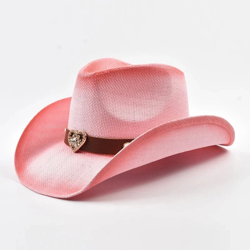Cowboyhatt med Hjärtdekor Ljusrosa / One Size
