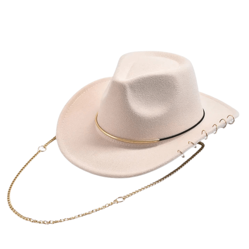 Cowboyhatt med Metallkedja Beige / One Size