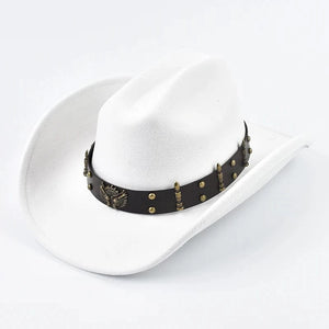 Cowboyhatt med prydnadsband Vit / Kan justeras