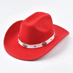 Cowboyhatt med Silverprydnad Röd / Kan justeras