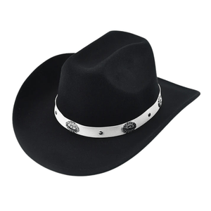 Cowboyhatt med Silverprydnad Svart / Kan justeras