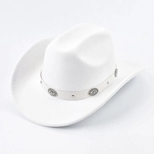 Cowboyhatt med Silverprydnad Vit / Kan justeras