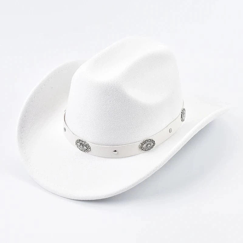 Cowboyhatt med Silverprydnad Vit / Kan justeras