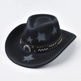 Cowboyhatt med stjärnmönster och dekorerat bälte Svart / Kan justeras