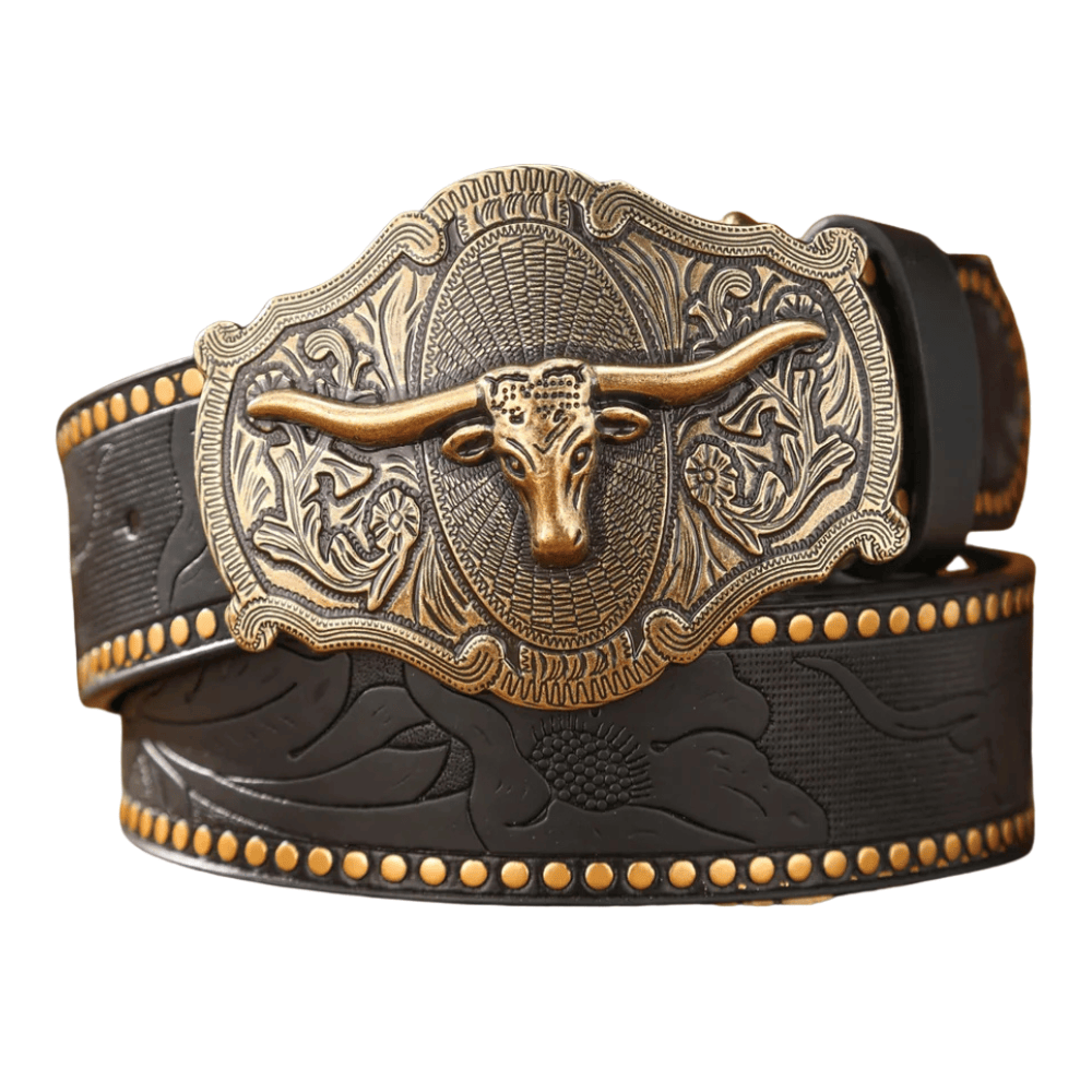 Cowboyläderbälte Nötkreatur Svart / 120cm