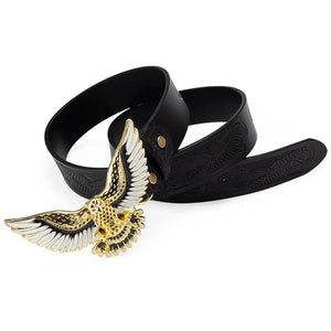 Cowboyläderbälte med stor örnspänne