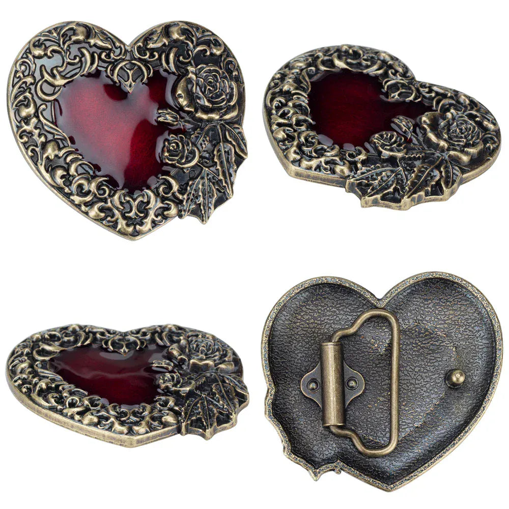 Cowboyläderbälte roshjärtspänne dam