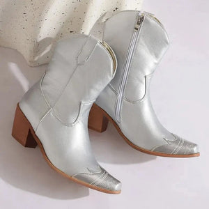 Cowgirl-Ankelboots med Metalltå