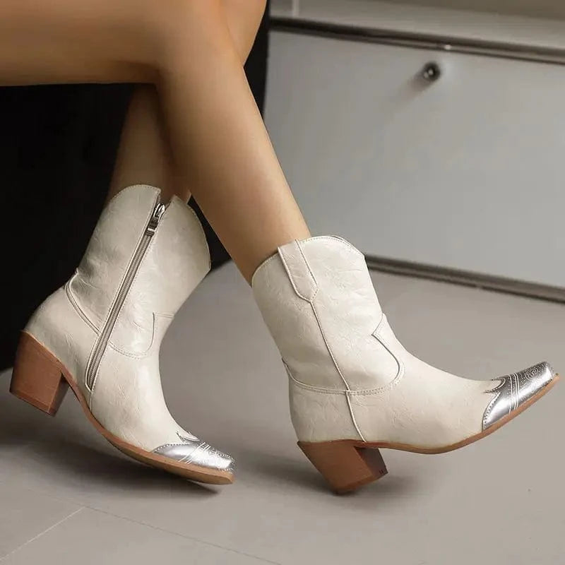 Cowgirl-Ankelboots med Metalltå