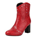 Cowgirl-Ankelboots med Nitar Vinröd / 36