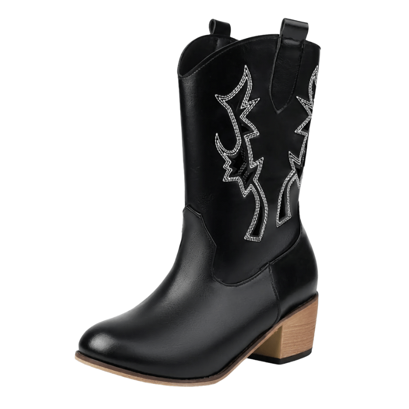Cowgirl Boots med Utskärningar Svart / 36
