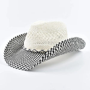 Cowgirlhatt i handflätad halm Svart och vit / One Size