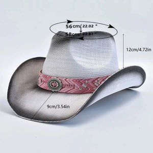 Cowgirlhatt med Rosa Band Vit och rosa / One Size
