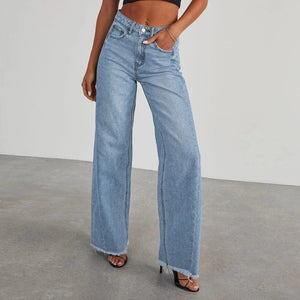 Cropped jeans dam Ljusblå / S