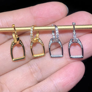 Delicate 100% 925 Sterling Silver fashion Horse Jewelry Simple Equestrian Horse Lover Hoop Earring Paved Mini CZ Dangle Earring
