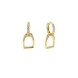 Delicate 100% 925 Sterling Silver fashion Horse Jewelry Simple Equestrian Horse Lover Hoop Earring Paved Mini CZ Dangle Earring gold