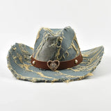 Denim Cowboyhatt Åldrad blå / Kan justeras