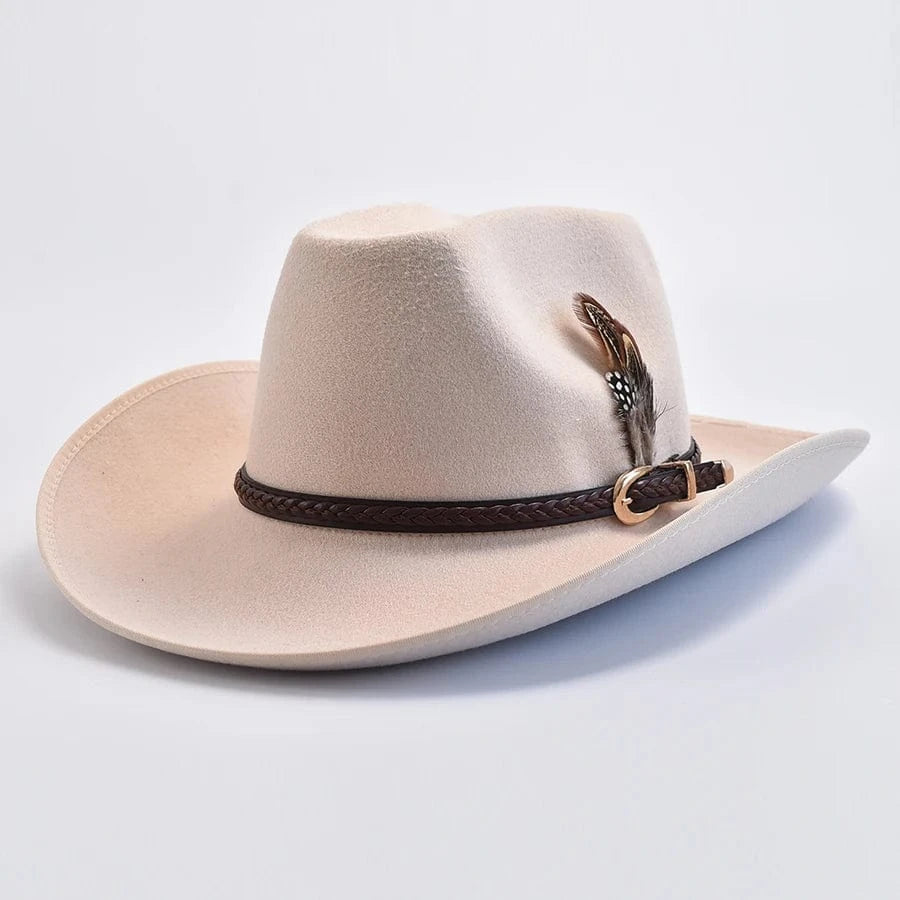 Elegant Cowboyhatt i Mjuk Filt Ljusbeige / 57-59cm