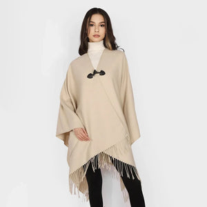 Elegant poncho jacka dam Beige / One Size