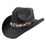 Elegant Western Cowboyhatt med Smyckesdetaljer Svart / 56-58cm