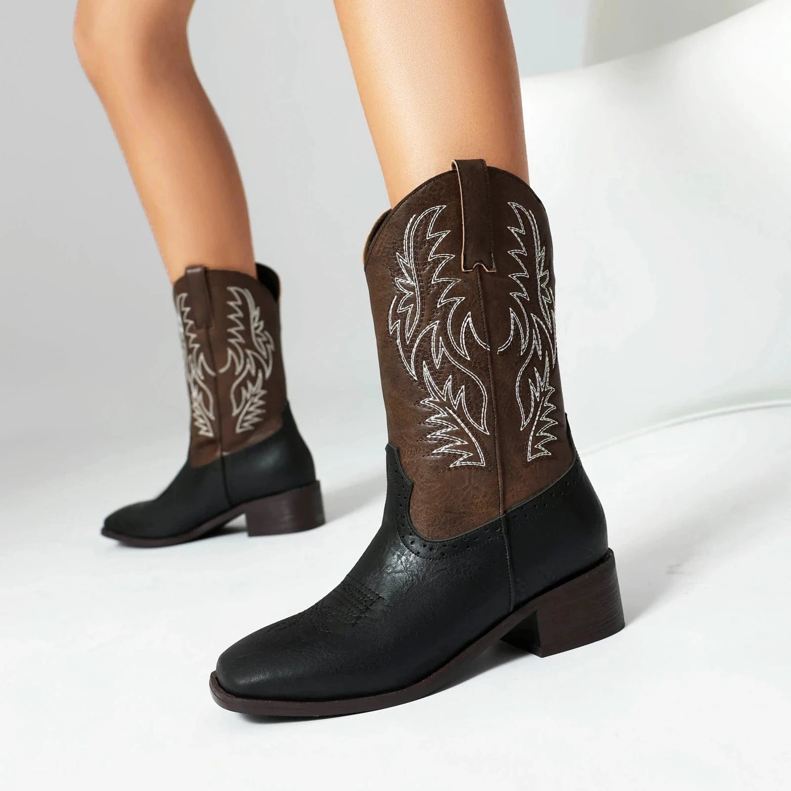 Tvåfärgade Cowboyboots för Dam