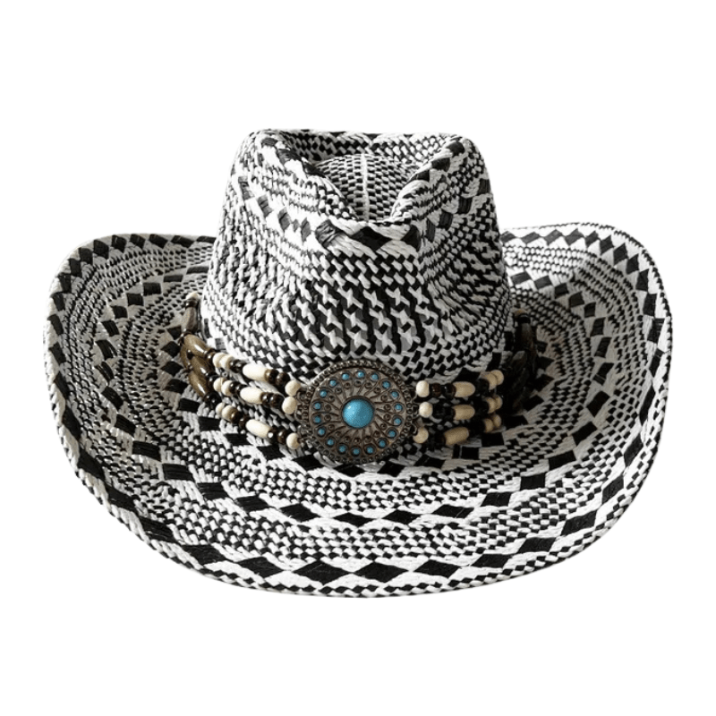 Etnisk Halmcowboyhatt Modell 5 / 56-58cm