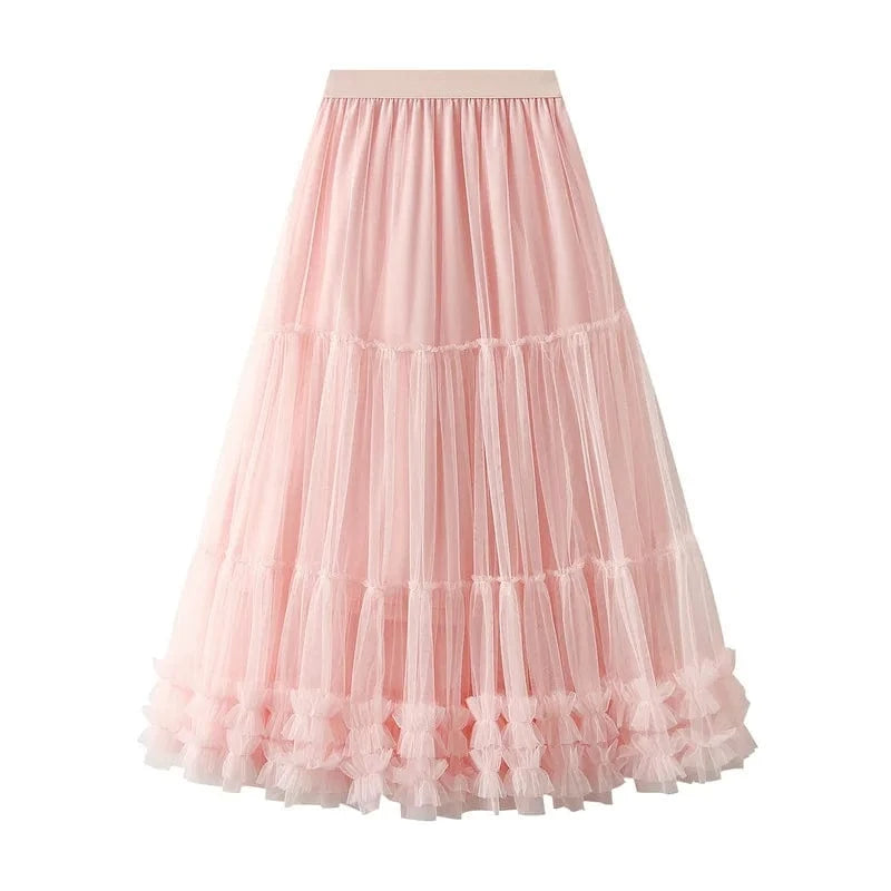 Festlig långkjol i tyll Rosa / One Size