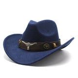 Filt cowboyhatt med oxhuvud Marinblå / One Size