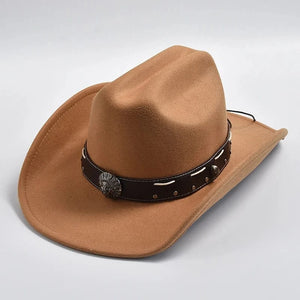Filthatt Cowboy med Läderbälte Kamel / One Size
