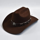 Filthatt Cowboy med Läderbälte Mörkbrun / One Size