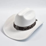Filthatt Cowboy med Läderbälte Vit / One Size