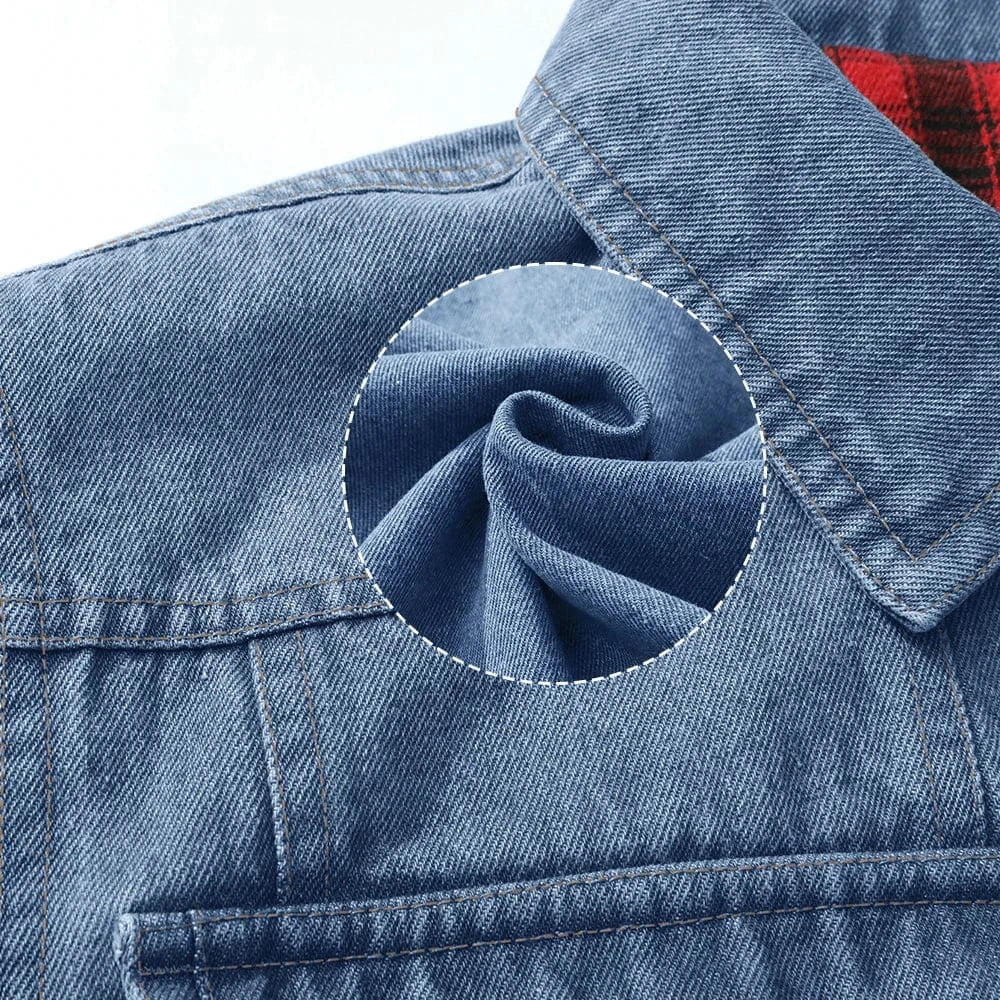 Fodrad denim jacka herr