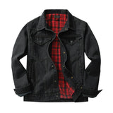 Fodrad denim jacka herr Svart / S