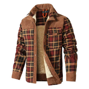 Fodrad flanell jacka herr Khaki / S